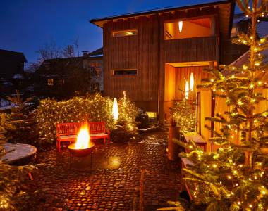 Terrasse des Hotels Reichsstadt Gengenbach an Weihnachten