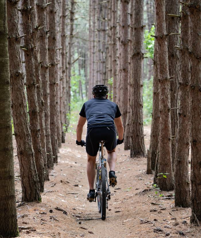 Mountainbiker im Wald